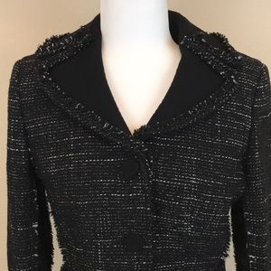 Ann Taylor Black & White Tweed Blazer Size 4P